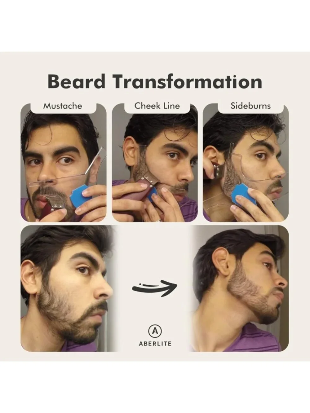 Beard Shaper Kit with Barber Pencils - Premium Clear Stencil Tool for Perfect